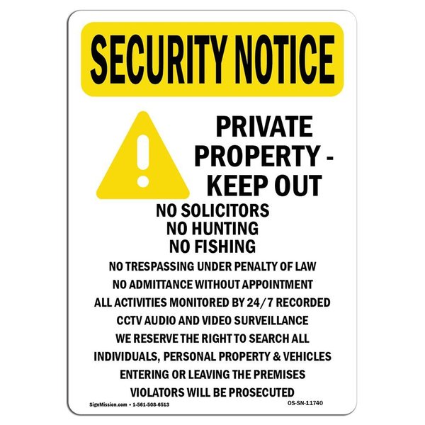 Signmission Safety Sign, OSHA SECURITY NOTICE, 24" Height, Portrait OS-SN-D-1824-V-11740